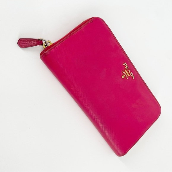 Prada Large Saffiano Leather Long Zippy Wallet Magenta Hot Pink - Picture 2 of 13